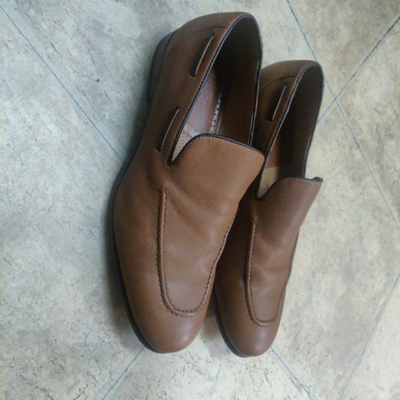 Johnston Murphy 10M Carraway tan calfskin moc venetian loafer blake stitch - Picture 2 of 11